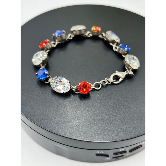 Sorrelli‎ Vintage Red White Blue Crystal Patriotic Austrian Crystals Bracelet - Picture 4 of 7